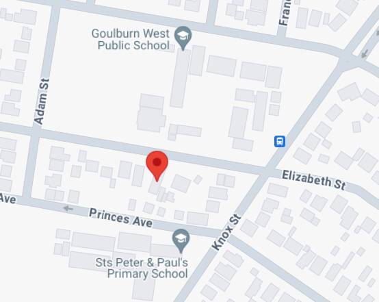 The Elizabeth Street childcare centre is proposed to be located between Sts Peter and Paul's Primary School and Goulburn West Public School. Picture by Google Maps.