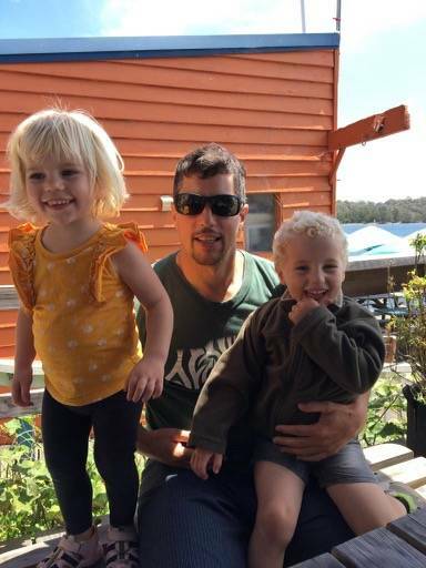 Nicholaas Brink, pictured with his children Ava and Ethan, died in the December helicopter crash along with trainee pilot Andrew Goldman. Photo supplied