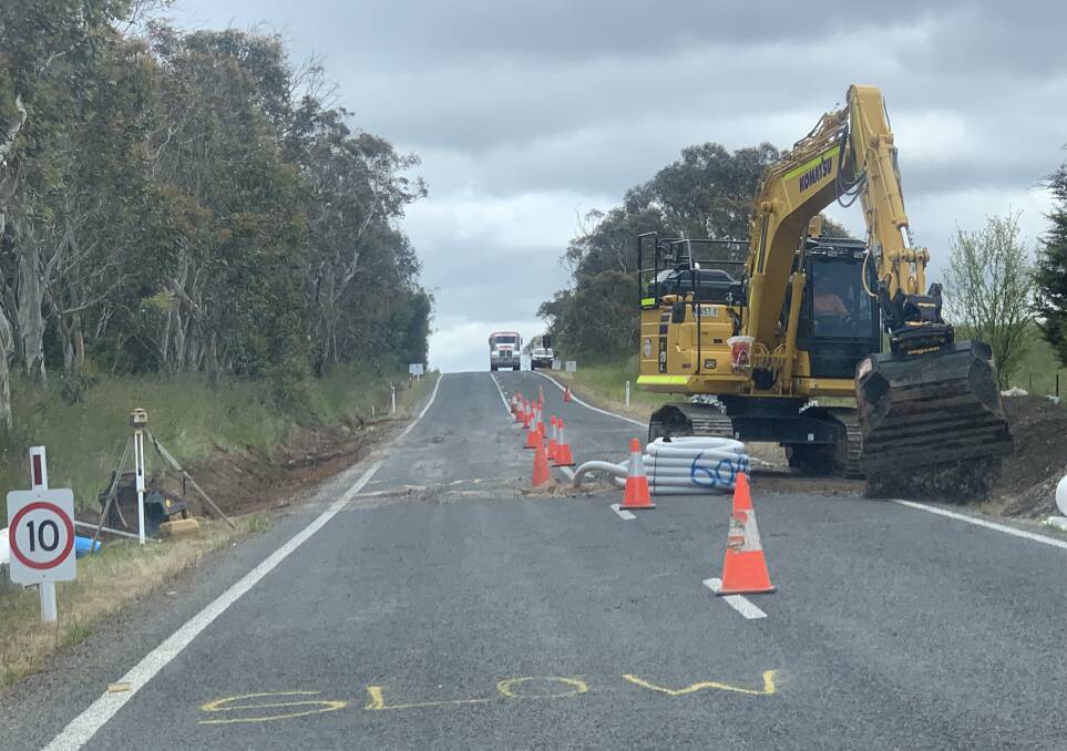 Road crews were working on the Taralga Road on Tuesday, November 22. Picture supplied.