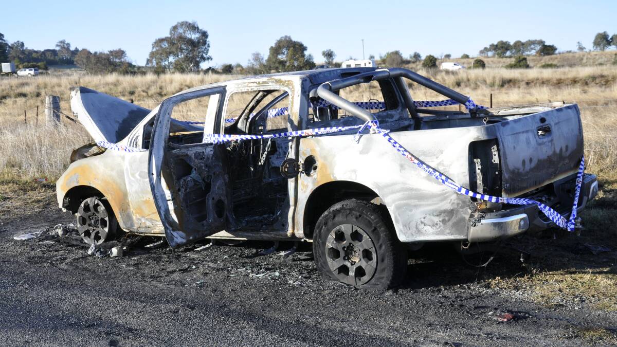 Firefighters responded to a blaze in a Holden Colorado ute on Rifle Range Road on Thursday night, June 15. Picture by Louise Thrower.