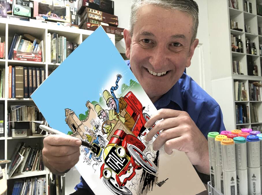Daily Telegraph cartoonist and has been awarded an AM in the Australia Day honours list for his service to the media and military history. Picture by Warren Brown.