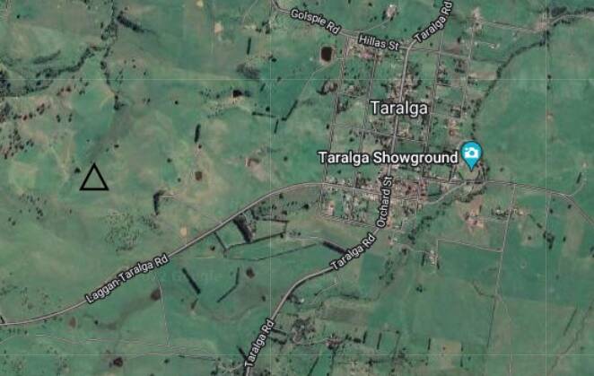 Emergency services have responded to an internal house fire at Taralga in which a man sustained burns to his body. Image: Google Earth.