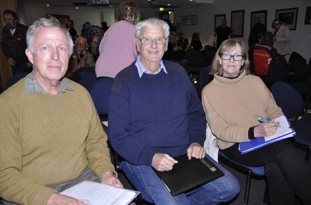 Randolph Griffiths, Gerard Reardon and wife Jane were among residents at a June council meeting who questioned Wakefield Park's noise modelling. Mrs Reardon also spoke at Thursday's Land and Environment Court conciliation. Photo: Louise Thrower.