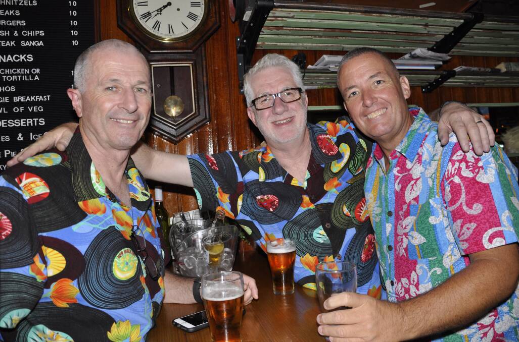 Three of 'The Seven Shirts' enjoying the Blues at the Southern Railway Hotel on Saturday night.