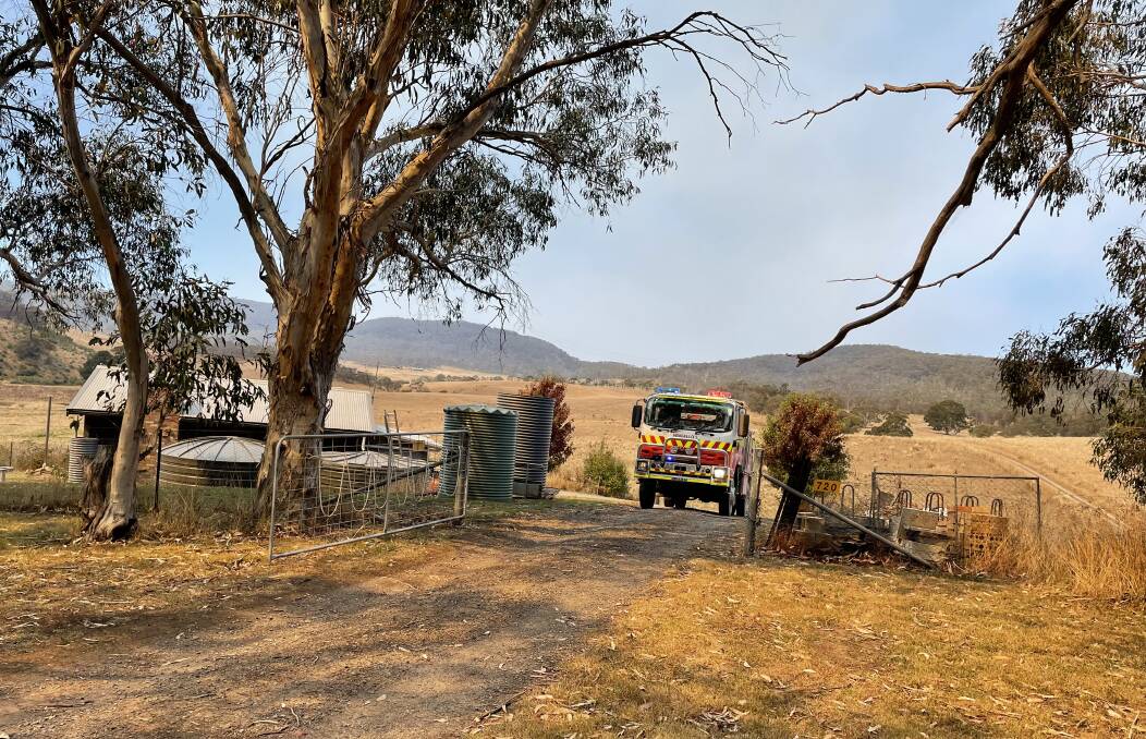 Jerrong Road landowner, Anne Capplis was thankful to have RFS crews undertaking property protection. Picture by Anne Capplis.