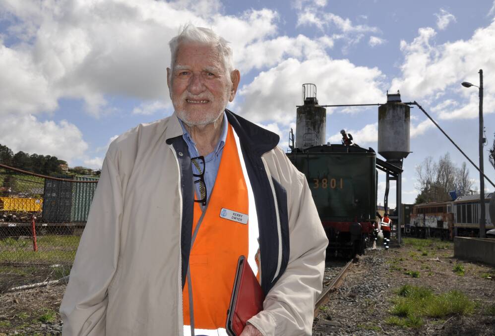 VOLUNTEER: Goulburn Loco Roundhouse Preservation Society president Kerry Dwyer, pictured here in September with Locomotive 3801, is pleased the Rail Heritage Centre is re-opening on December 1. Photo: Louise Thrower.