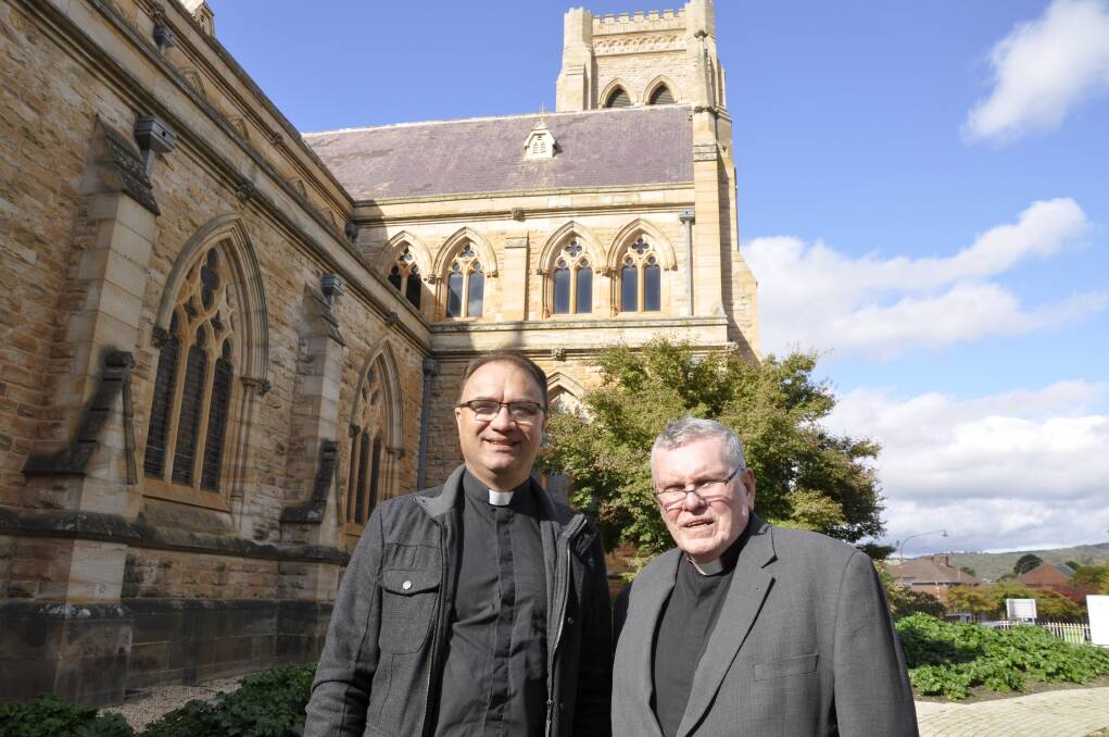 MOMENTOUS: Dr Mark Short will be installed and consecrated as the 11th Anglican Bishop of Canberra/Goulburn on Saturday at St Saviour's Cathedral. He caught up with Dean Phillip Saunders on Monday. Photo: Louise Thrower.  