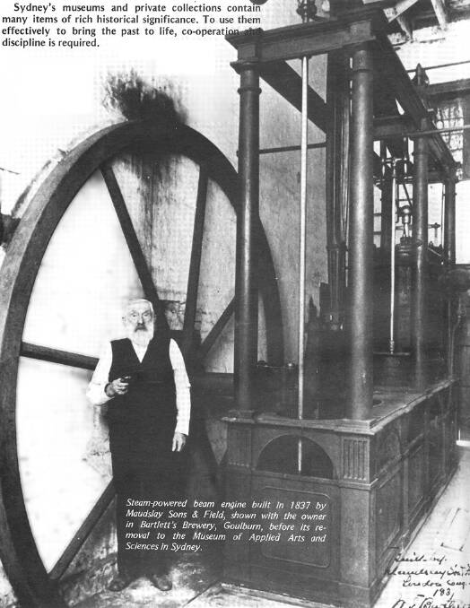 IN SITU: The Maudslay Sons and Field Steam Engine was originally located at the Old Goulburn Brewery. The owner of the industrial complex, William Bartlett, is pictured in this photo taken from '10,000 Years of Sydney Life: A Guide to Archaeological Discovery.'
