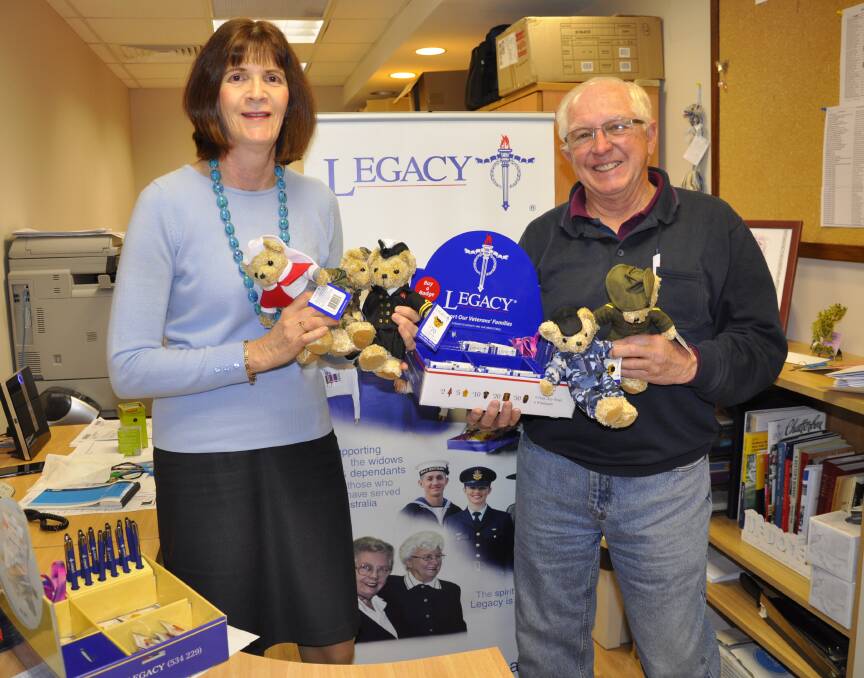 BEARY NICE: Goulburn Legacy office manager Linda Marchet and president Bill Harding with just some of the merchandise for sale.