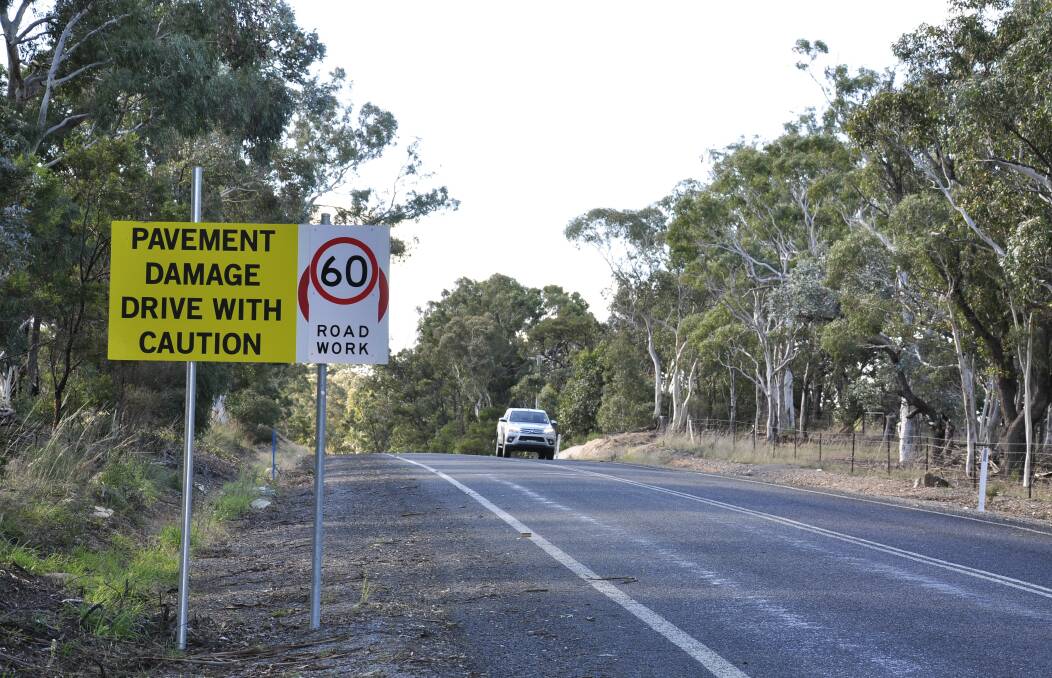 The speed limit along Jerrara Road was reduced from 80km/h to 60km/h some months ago due to its deteriorated condition. Photo: Louise Thrower.