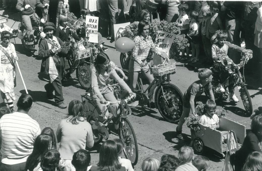 The Lilac City festival procession along Auburn Street in 1975. Organisers are capturing a seventies theme in this year's event, marking the festival's 71st anniversary. Picture by Goulburn Post.