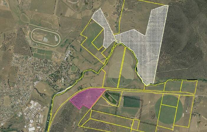 An area at 273 Gorman Road, marked in pink, will be retained for Goulburn's future cemetery needs. Image sourced.