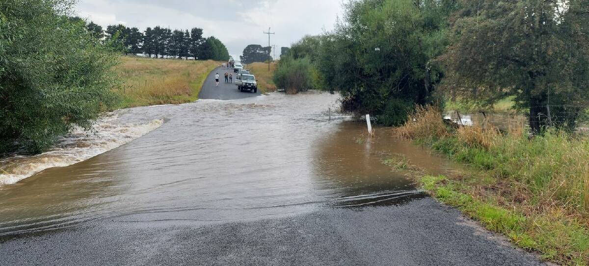 Flooding has caused havoc across Upper Lachlan Shire, including here at Col's Creek, Bannaby Road near Taralga on April 29. Photo: April Moulds-Dumbleton.