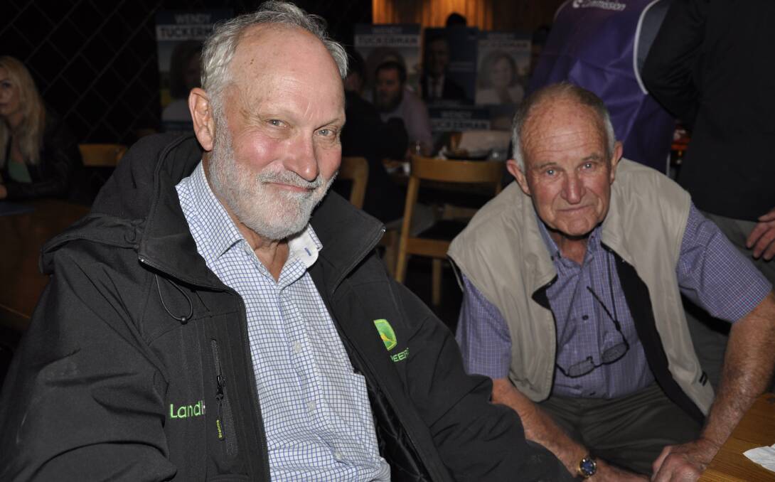 Ian Webster, Binda, and Richard Davison were among the Liberal supporters at the Astor Hotel. Picture by Louise Thrower.