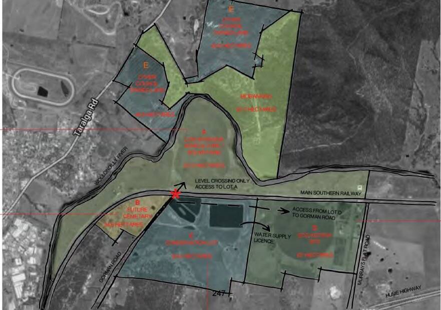 The council's planning proposal suggests rezoning the land for six different uses, including for a cemetery on the southwestern side of Gorman Road.