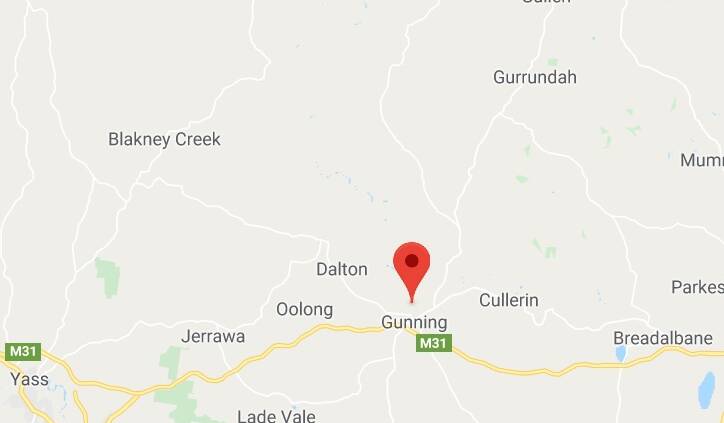 A car has crashed into a creek at Meadow Creek, within Gunning township. Source: Google Maps.