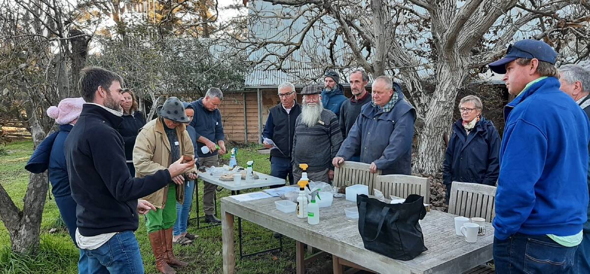 INSTRUCTIVE: James Diack led the May Goulburn Mulwaree Grazing and Farming Group workshop to which participants brought soil samples. Photo supplied. 
