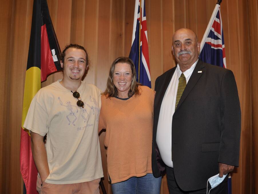 COUNCIL LEADER: Cr Peter Walker, pictured with wife Cath and son Tom, was elected as Goulburn Mulwaree Council's new mayor on Tuesday night. He replaces Bob Kirk in the role. Photo: Louise Thrower.