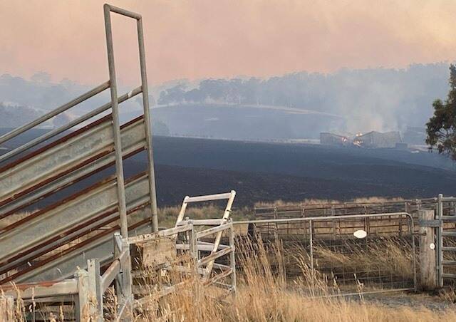 A house was lost on the Taralga to Oberon Road, just north of Craigs Road. Picture by Adrian Muhlsimmer. 