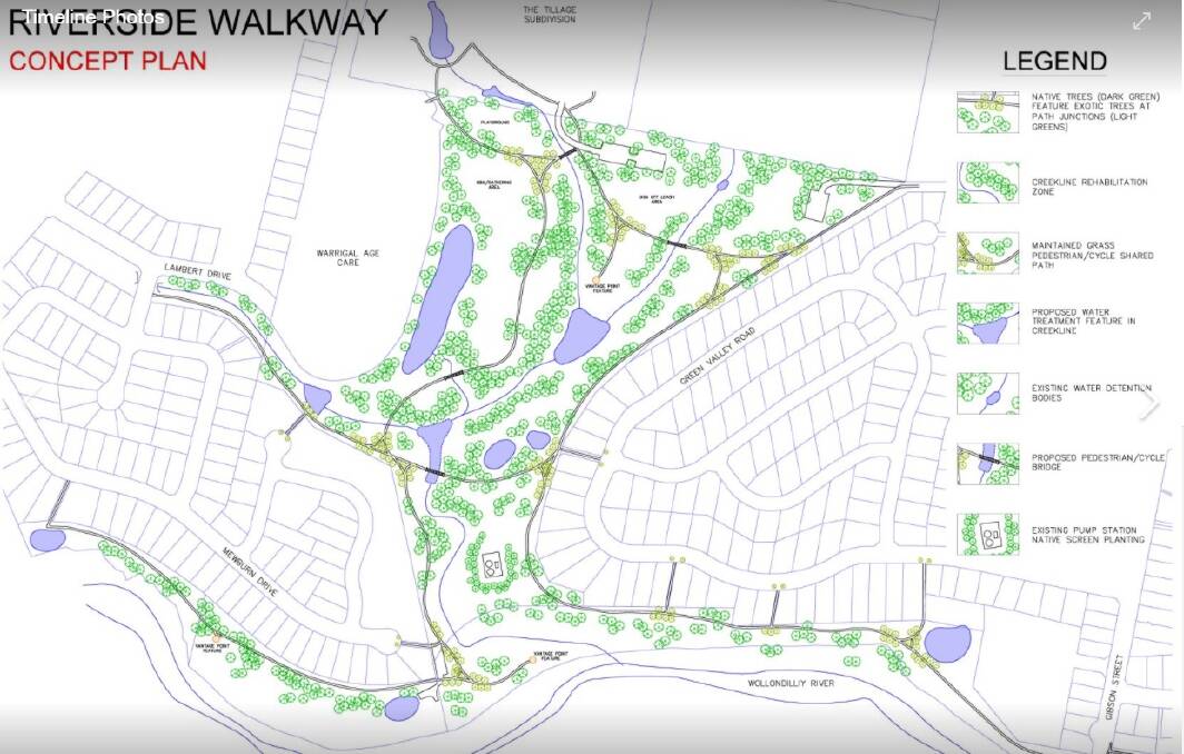 The concept plan for the Riverside Park at Marys Mount includes a playground and dog off-leash area and pedestrian links to the river. Plan courtesy Goulburn Mulwaree Council. 