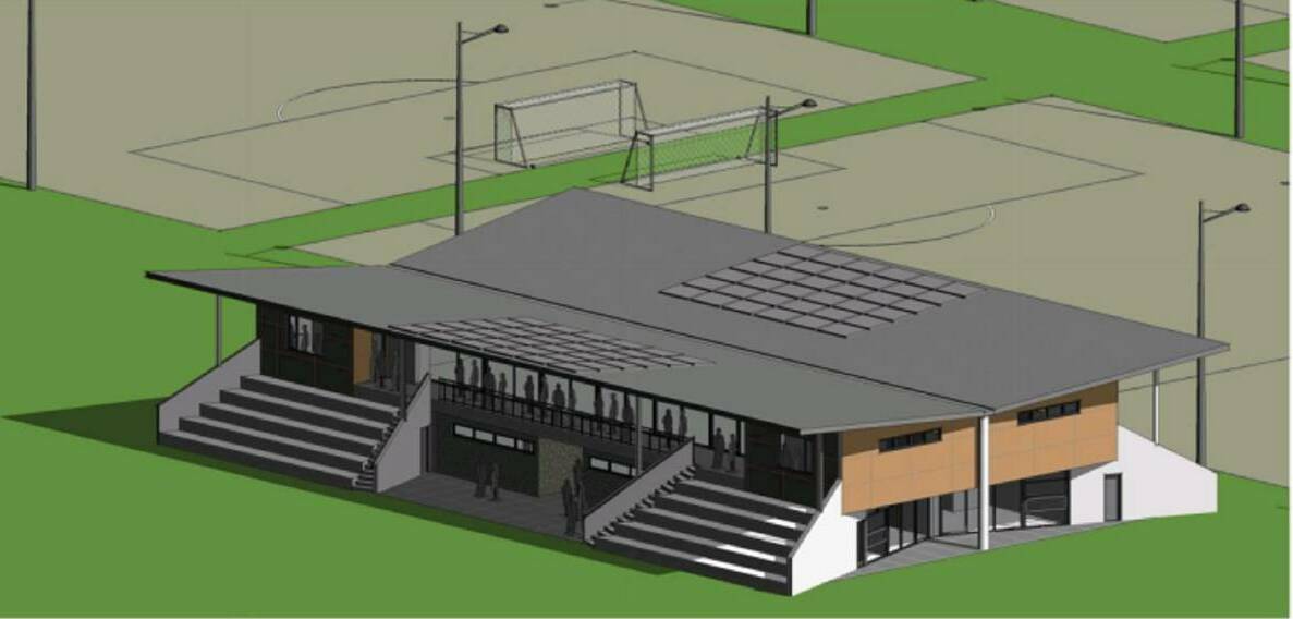 The proposed design for the Carr Confoy hockey centre includes two synthetic water-based fields, amenities, clubhouse and 140 car parks. Image supplied.