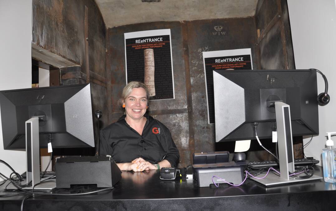 Goulburn Performing Arts Centre box office and marketing officer Marnie Wragge Morley in the 'vault' that once housed the council's records and cash. The area has been converted into the box office. Photo: Louise Thrower.