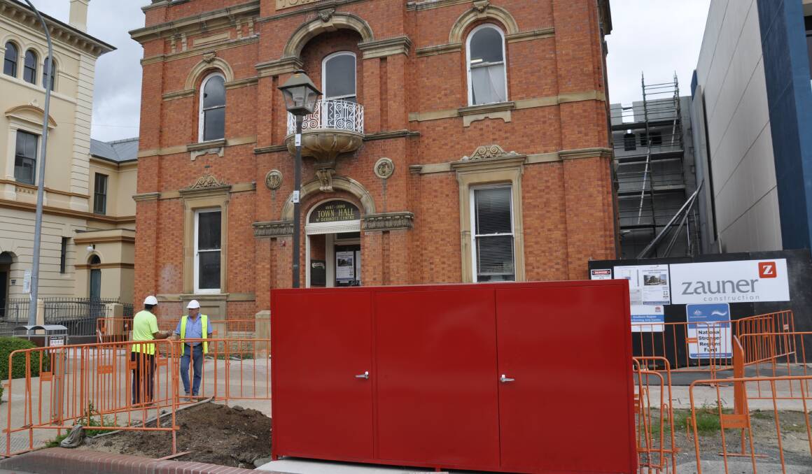 EC Manfred's 1887 Town Hall design is a stand-out in Auburn Street. The council says it has plans to reduce the size of the fire booster box at front. Photo: Louise Thrower. 