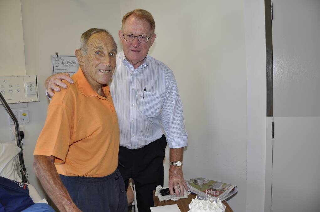 The late Wendell Rosewarne with regular visitor and friend, Mayor Bob Kirk at his 80th birthday celebrations in December.