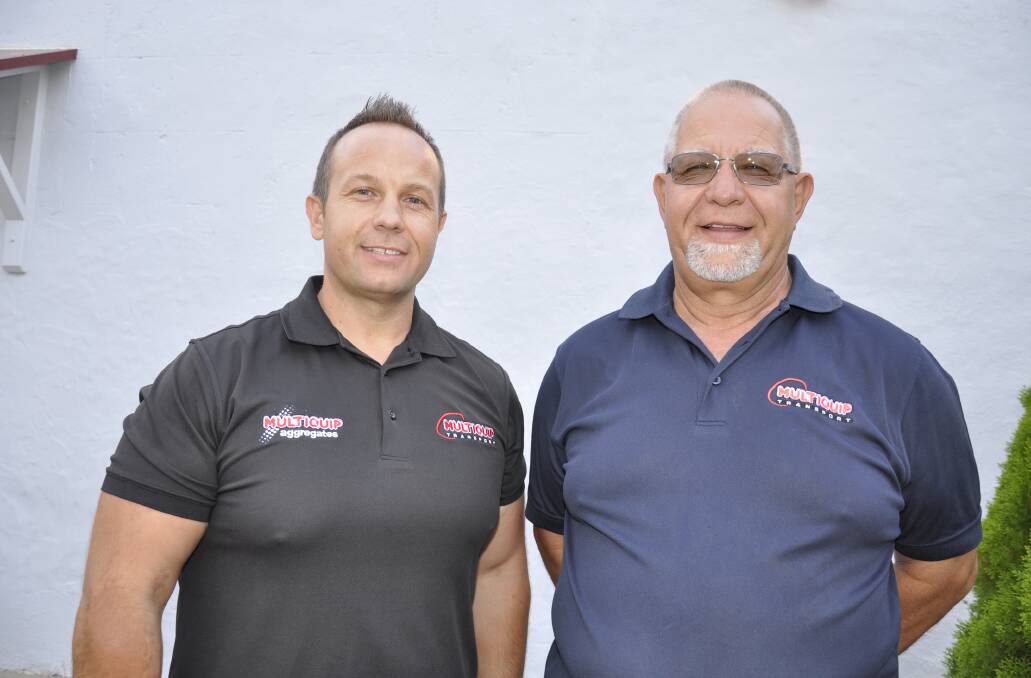 Multiquip general manager Jason Mikosic and his managing director father, Steve Mikosic at a 2018 meeting at Bungonia. Photo: Louise Thrower.