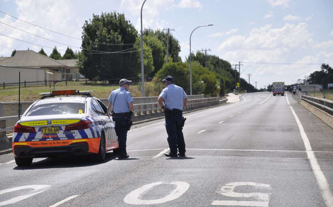 Police blocked the Crookwell Road between Marsden Weir and Marys Mount Road following a fatal crash on Saturday. Picture by Louise Thrower.