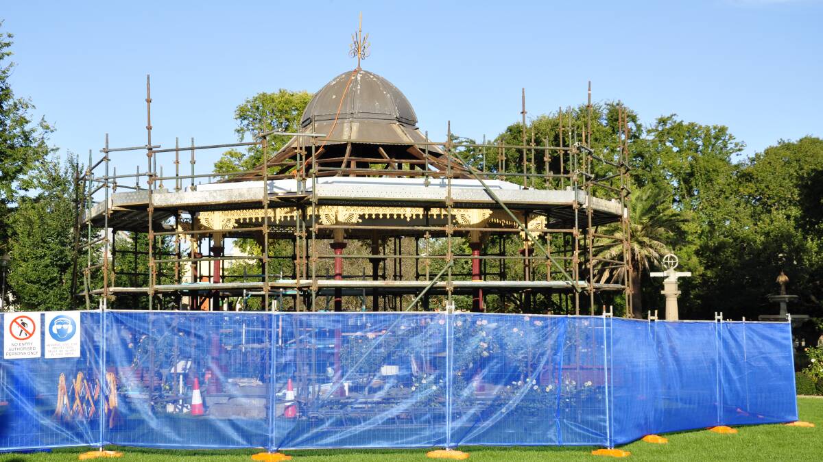 The Belmore Park rotunda, where Gouburn's birthday celebrations are usually held, is undergoing restoration. Picture by Louise Thrower.