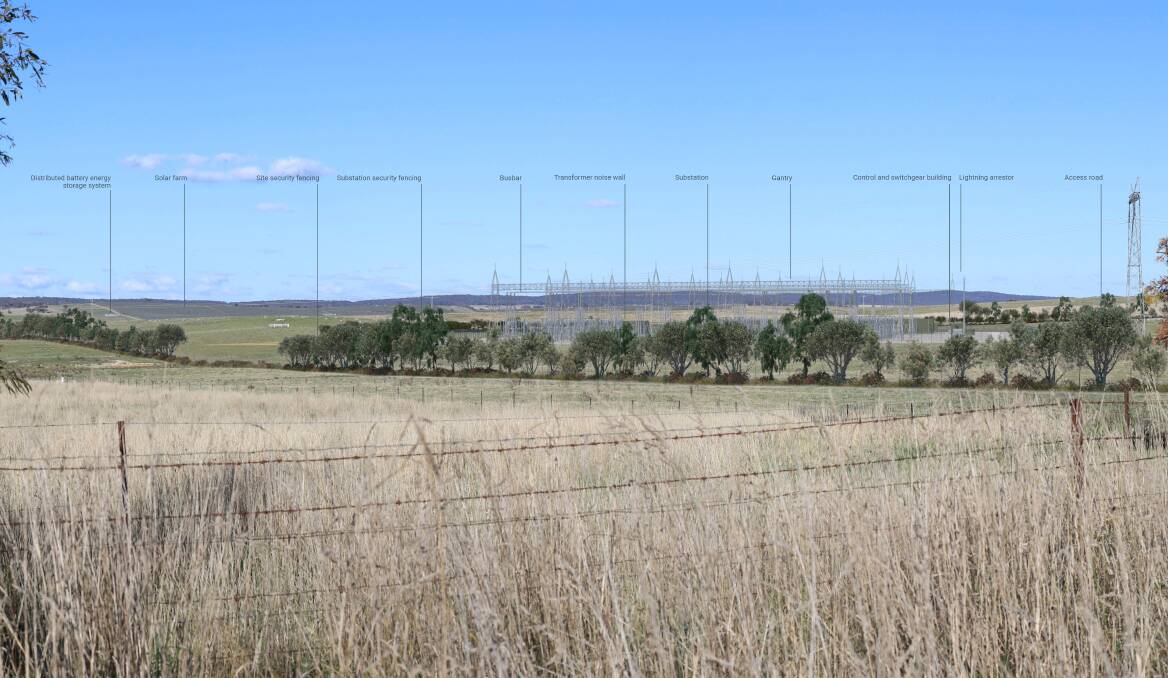 A photo montage of the proposed Gundary Solar Farm as viewed from Windellama Road, including vegetation screening. Picture by Cambium.