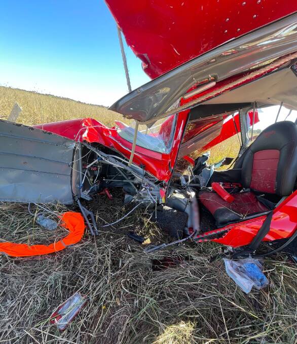 The Canberra man's ultralight crashed at Goulburn airport on Sunday afternoon. Picture supplied. 