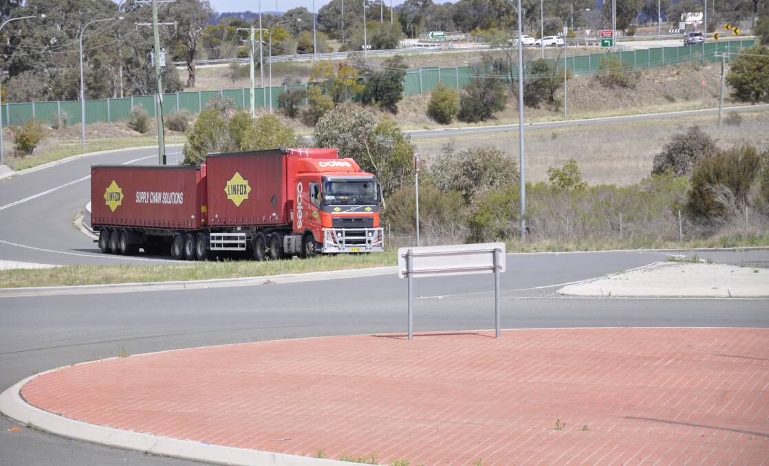 B-triple trucks going to and from the Coles Distribution Centre in Lillkar Road will have to negotiate the roundabout at Ducks Lane and another on Hume Street. Photo: Louise Thrower. 