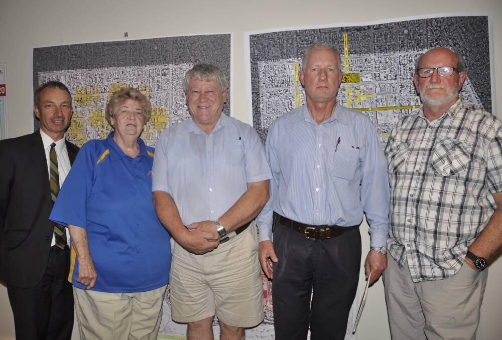STUDY GROUP: CBD parking working party members Thomas Skeffington, Cr Margaret O'Neill, John Proctor, Barry McDonald and Graeme Dally pictured in 2016.  
