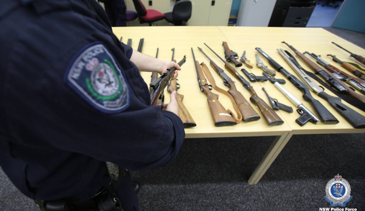 Some of the firearms allegedly seized as part of Strike Force Raptor's investigation. A 33-year-old arrested in Goulburn will appear in Moss Vale Local Court on February 5. Photo supplied.