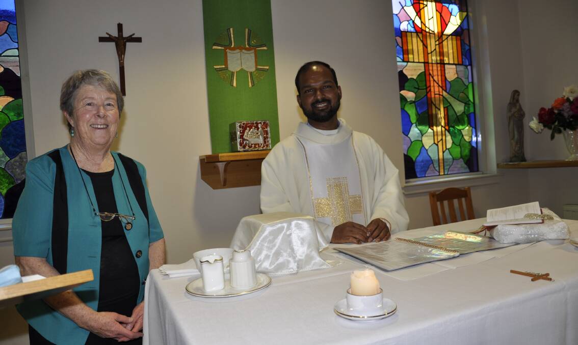 BLESSING: Mary Queen of Apostles parish priest Father Joshy Kurien officiated at a Mass on Wednesday to mark the Marian Unit's impending closure. Photo: Louise Thrower.