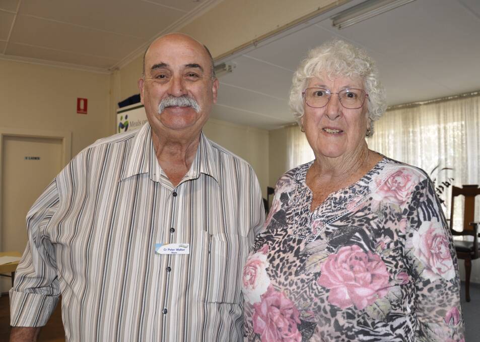 Mayor Peter Walker chatted with Meals on Wheels volunteer, Lorraine McNeil at Thursday's celebrations. Picture by Louise Thrower.