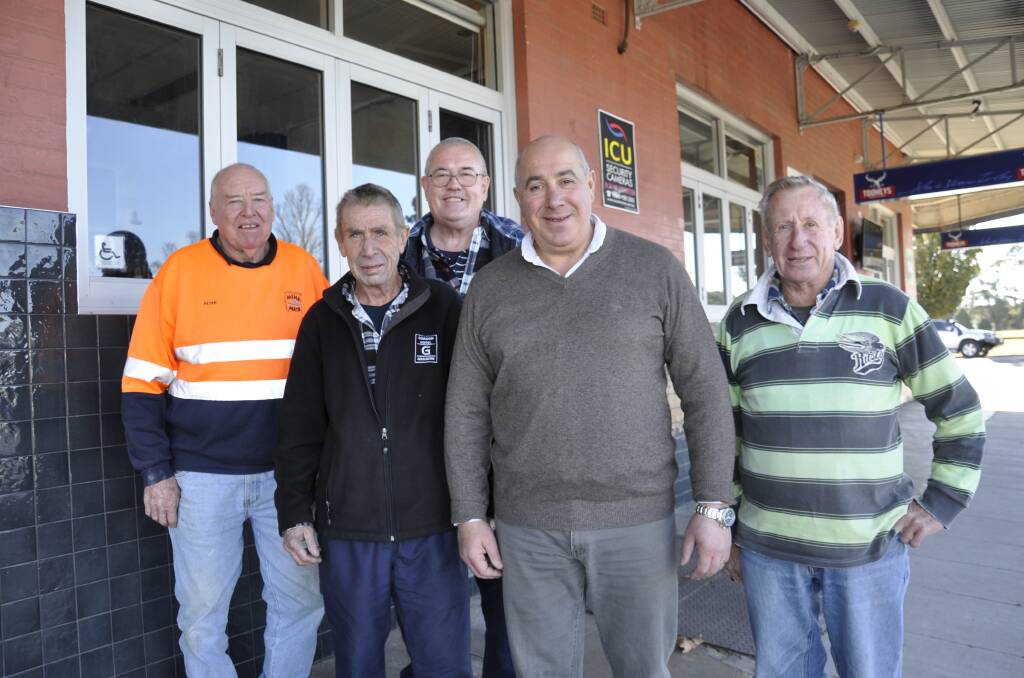 GOOD FRIENDS: Gordon Hotel owner and licensee Brian Di Francesco with patrons Peter Croker, Barry Brown, Denis McLaughlin and Ronny Shawyer. Mr Di Francesco describes his patrons as 'salt of the earth.' Photo: Louise Thrower.