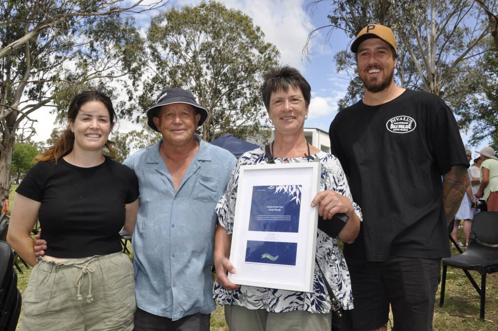 Goulburn's Australia Day citizen of the year Jacki Waugh with her family (from left), daughter Sophie, husband Peter and son, Jake. Picture by Louise Thrower.