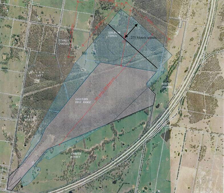 The range danger area would move south 275 metres, excluding an area of future council landfill operations, under a compromise yet to be negotiated and approved. The Rifle Club would also move its firing area 275m south at the lower end of the zone in pink.
