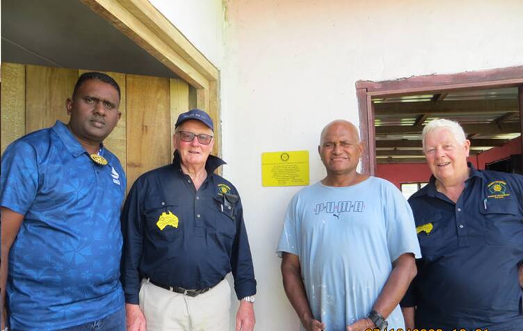 President of Nadi Rotary Club, Ramesh Rau, Jarvis Hayman, Gary, the village chief, and Grant Pearce marked the project's completion. Picture supplied.