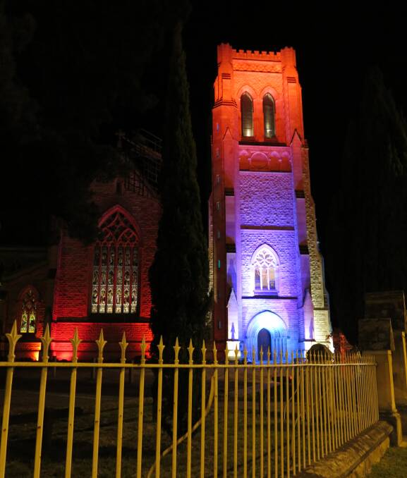Saint Saviour's Cathedral was lit up to celebrate Goulburn's 150th birthday in 2013. Photo: Lyn Terrey.