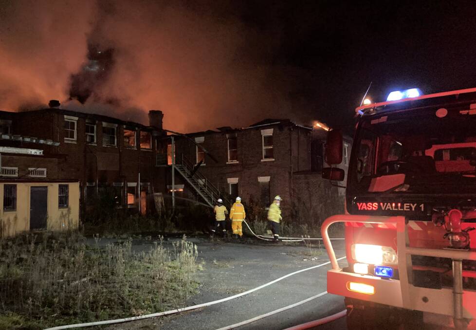 It took firefighters some six hours to extinguish a blaze at the Commercial Hotel, Yass, early Monday morning. Picture by RFS.