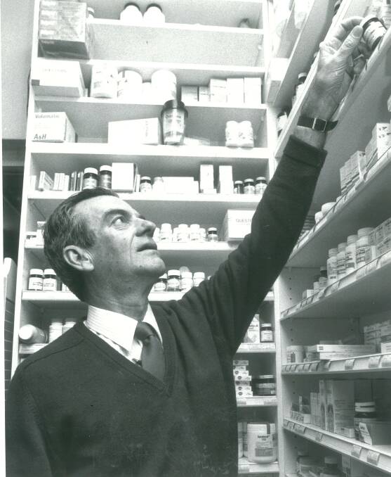 CHARACTER: Jim O'Rourke loved his work at his pharmacy and the interaction with people. He was deeply respected by the community and business sector. Photo: Goulburn Post archives.