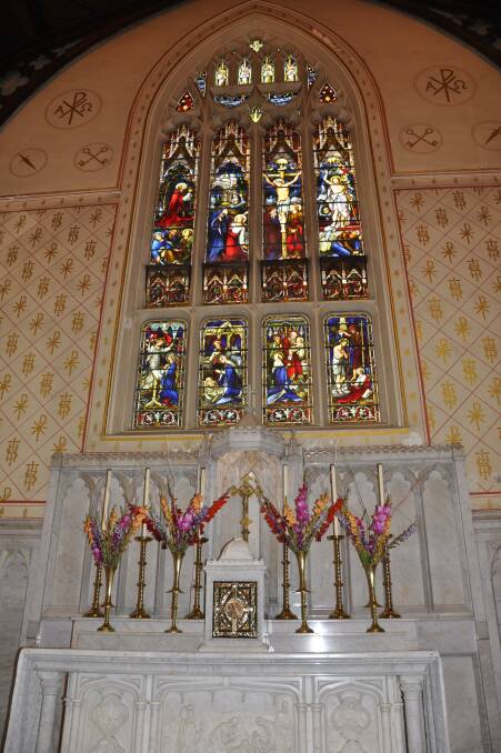 The High Altar or chancery window was donated by Mrs JC Dalglish. Labor has pledged $250,000 towards the $500,000 restoration. Photo: Louise Thrower.