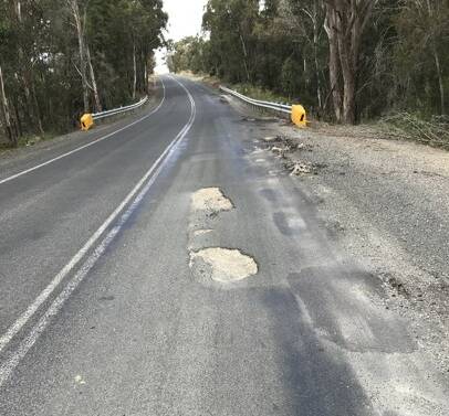 Jerrara Road on the Multiquip Quarries haulage route had broken up under the weight of vehicles and heavy use when this photo was taken in November, 2021. Photo supplied.