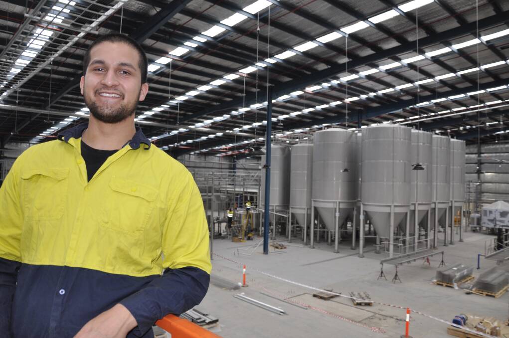 Apprentice electrician Alex Corera from Melbourne gets a birds eye view of the operation.