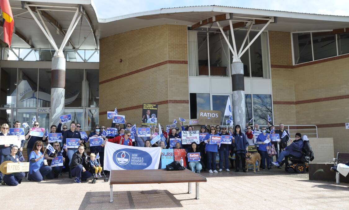 Goulburn Base Hospital nurses joined a statewide strike in September over workloads and demanded nurse to patient ratios. Picture by Louise Thrower.
