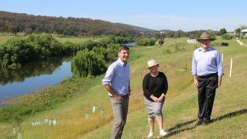 Former Goulburn Mulwaree mayor Bob Kirk and current councillor Bob Kirk pictured with Hume MP Angus Taylor and Goulburn MP Wendy Tuckerman in 2020 following a funding announcement for the Wollondilly Riverwalk. Photo supplied.